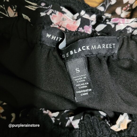 WHBM Floral Chiffon Ruffle Crochet Lace Top 1X Sheer Flutter Sleeve Ethereal - Picture 6 of 14